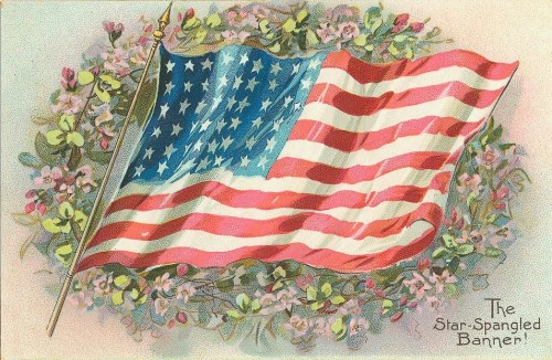 American flag vintage postcard